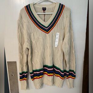 Rowing Blazers classic cable knit rainbow sweater
